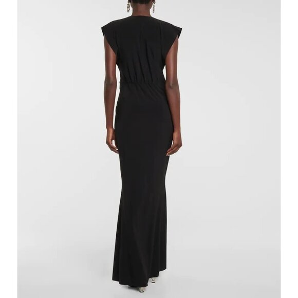 Norma Kamali V Neck Rectangle Gown in Black Small New Womens Long Dress - Picture 13 of 16